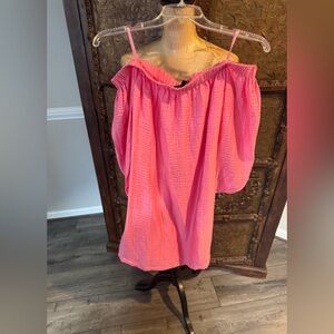 Boston Proper Vibrant Pink Off-Shoulder Blouse S